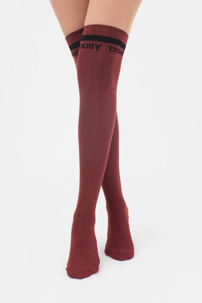 Гольфы ботфорты хлопковые с надписью WB1 text 001 Giulia (cowhide)