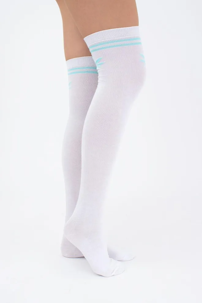 Гольфи ботфорти бавовняні з малюнком WBC-004 (WGL-004 gamb) Giulia (bianco/mint)