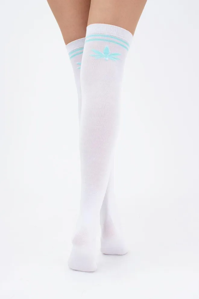 Гольфи ботфорти бавовняні з малюнком WBC-004 (WGL-004 gamb) Giulia (bianco/mint)