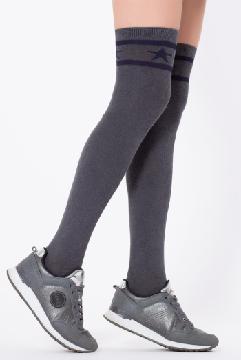 Гольфи ботфорти бавовняні з малюнком WBM-003 Giulia (dark grey melange/navy) Гольфи ботфорти бавовняні з малюнком WBM-003 Giulia (dark grey melange/navy)