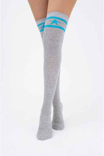 Гольфи ботфорти бавовняні з малюнком WBM-003 Giulia (light grey melange/turquoise) Гольфи ботфорти бавовняні з малюнком WBM-003 Giulia (light grey melange/turquoise)