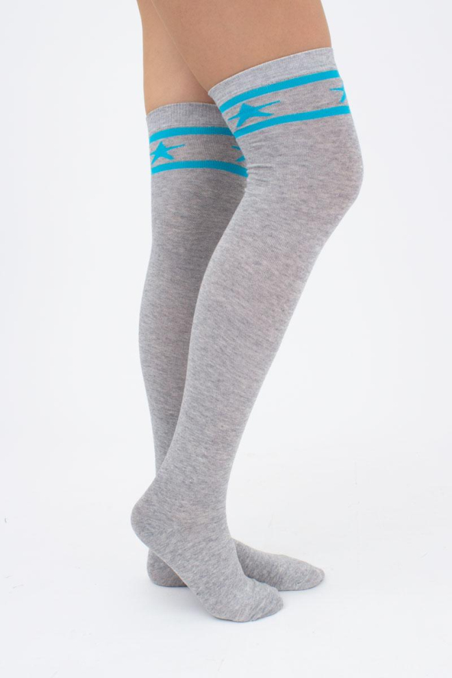 Гольфы ботфорты хлопковые с рисунком WBM-003 Giulia (light grey melange/turquoise) Гольфы ботфорты хлопковые с рисунком WBM-003 Giulia (light grey melange/turquoise)