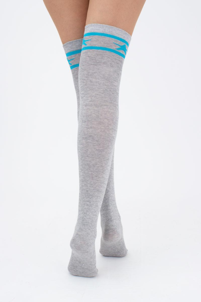Гольфи ботфорти бавовняні з малюнком WBM-003 Giulia (light grey melange/turquoise)