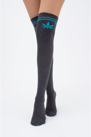 Гольфи ботфорти бавовняні з малюнком WBM-004 (WGL-004 melange gamb) Giulia (dark grey melange/blue)