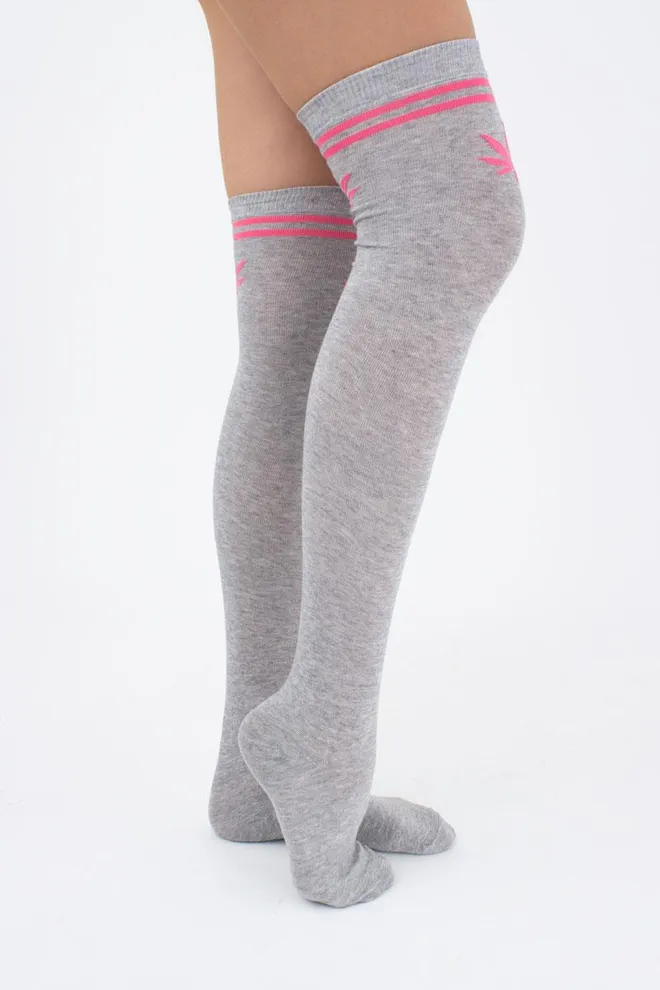 Гольфи ботфорти бавовняні з малюнком WBM-004 (WGL-004 melange gamb) Giulia (light grey melange/rose)