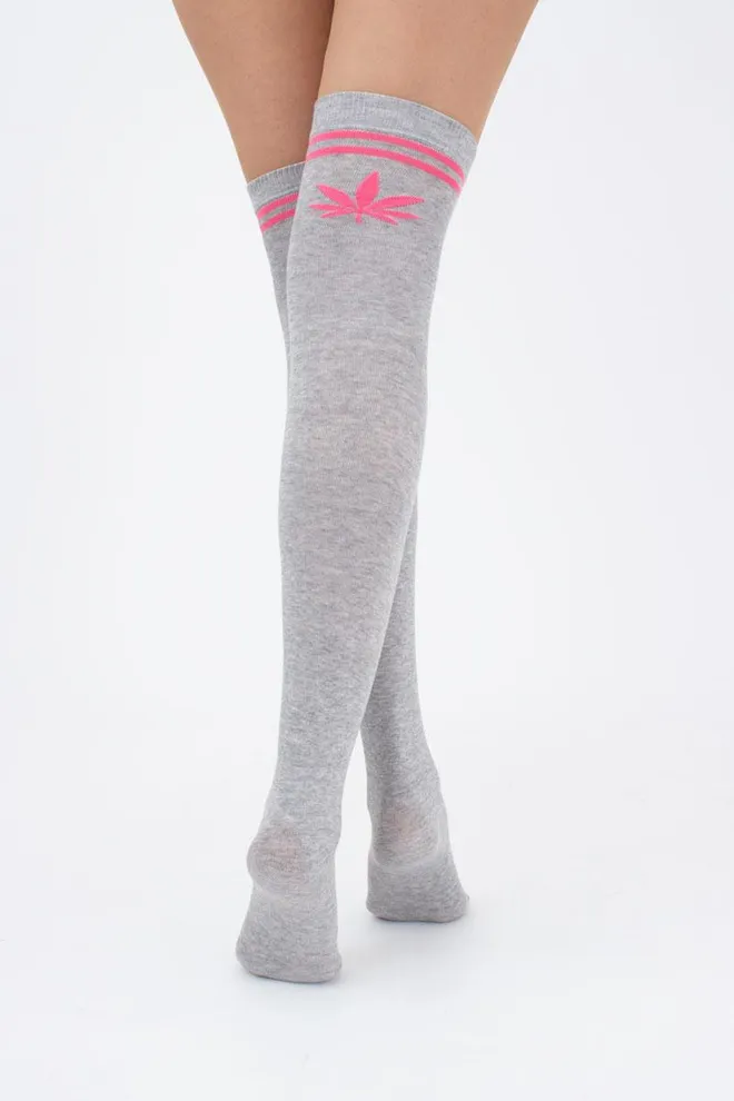 Гольфи ботфорти бавовняні з малюнком WBM-004 (WGL-004 melange gamb) Giulia (light grey melange/rose)