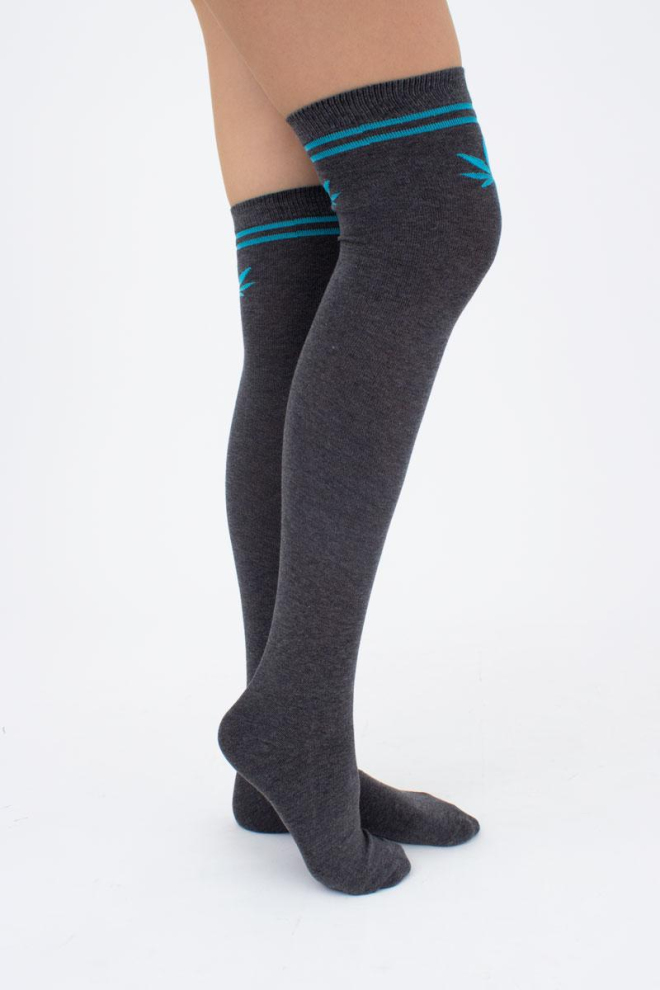Гольфи ботфорти бавовняні з малюнком WBM-004 (WGL-004 melange gamb) Giulia (dark grey melange/blue)