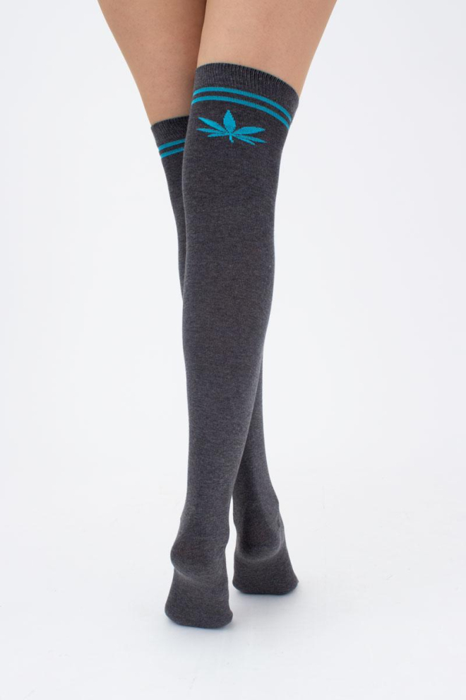 Гольфи ботфорти бавовняні з малюнком WBM-004 (WGL-004 melange gamb) Giulia (dark grey melange/blue)