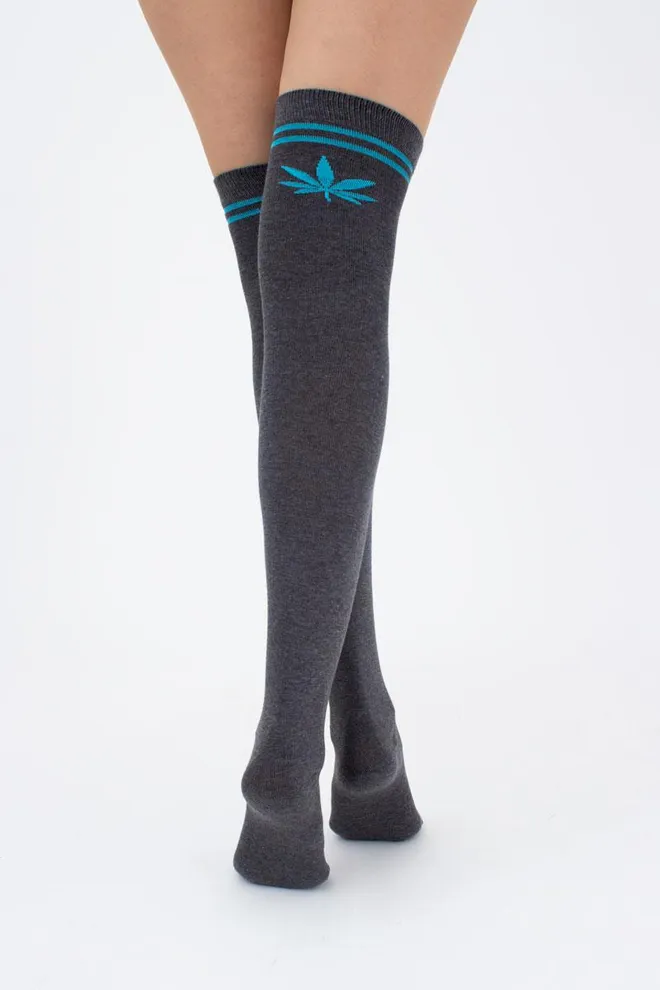 Гольфы ботфорты хлопковые с рисунком WBM-004 (WGL-004 melange gamb) Giulia (dark grey melange/blue)