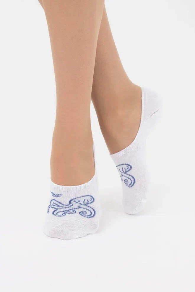 Шкарпетки слідки жіночі з восьминогом Wf1 marine 012 Giulia (bianco)