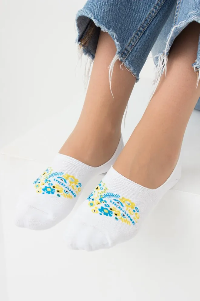 Шкарпетки слідки жіночі з принтом Wf1 Ukr 002 Giulia (white)