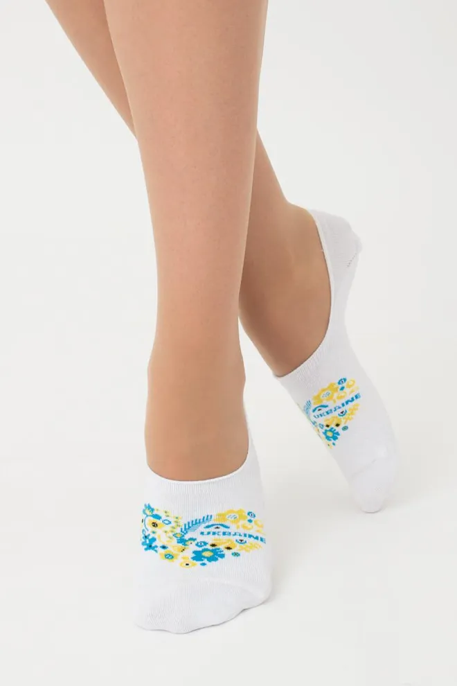 Шкарпетки слідки жіночі з принтом Wf1 Ukr 002 Giulia (white)