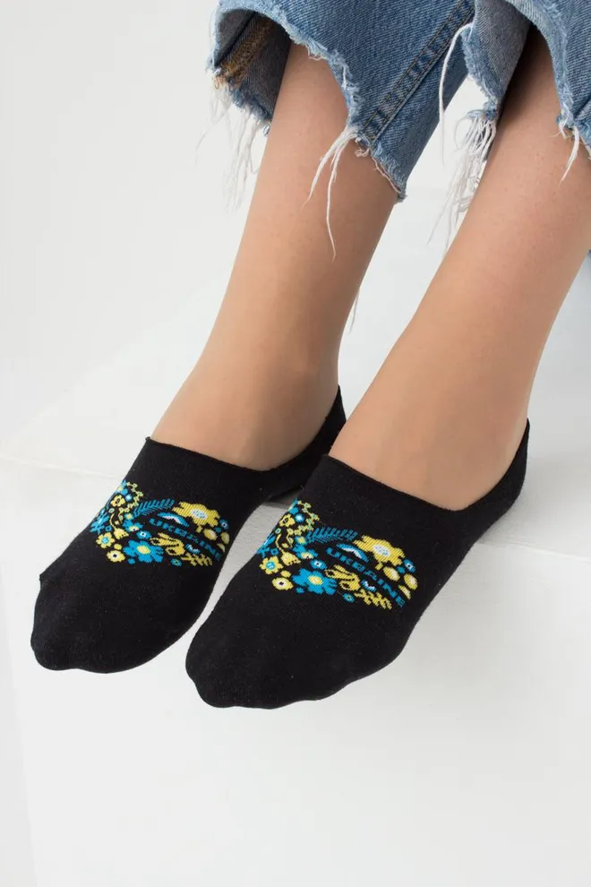 Шкарпетки слідки жіночі з принтом Wf1 Ukr 002 Giulia (black)