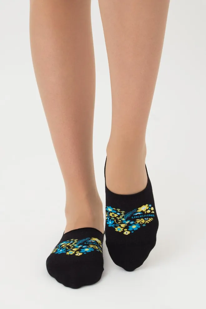 Шкарпетки слідки жіночі з принтом Wf1 Ukr 002 Giulia (black)