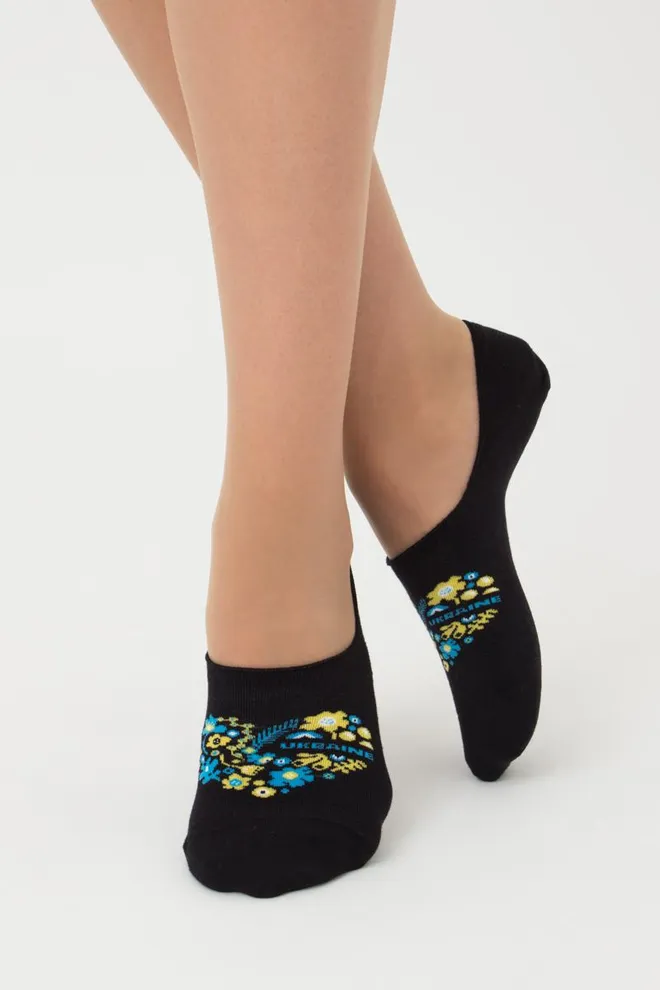 Шкарпетки слідки жіночі з принтом Wf1 Ukr 002 Giulia (black)