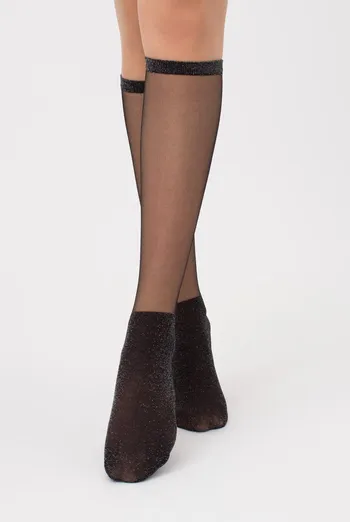 Шкарпетки жіночі високі з блиском Wg1 cristal lurex pa 005l Giulia (silver metallic)