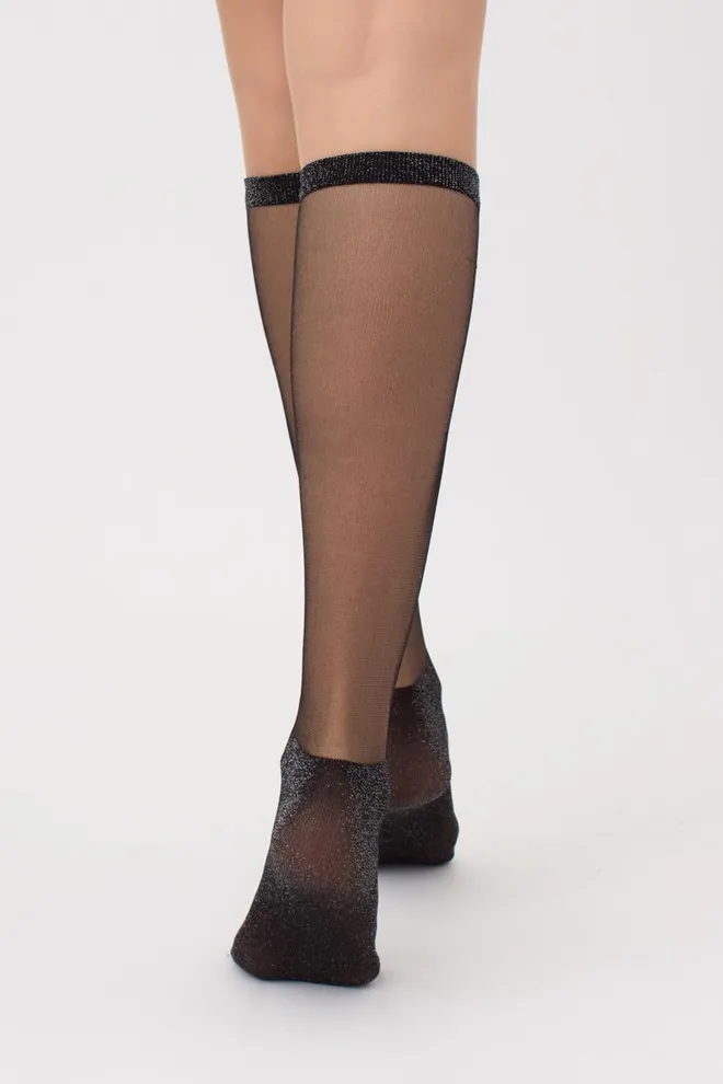 Шкарпетки жіночі високі з блиском Wg1 cristal lurex pa 005l Giulia (silver metallic)