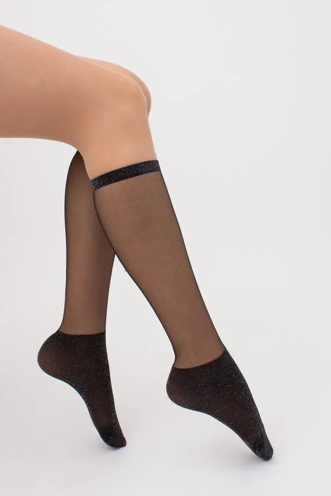 Шкарпетки жіночі високі з блиском Wg1 cristal lurex pa 005l Giulia (silver metallic)