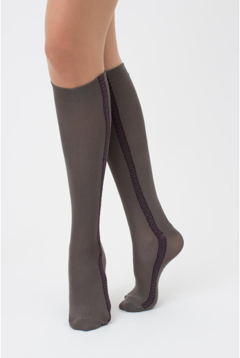 Жіночі блискучі гольфи Wg1 fashion lurex pa 001 Giulia (grey/pink metallic)