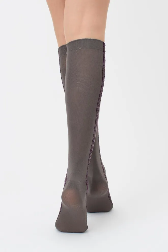 Жіночі блискучі гольфи Wg1 fashion lurex pa 001 Giulia (grey/pink metallic)