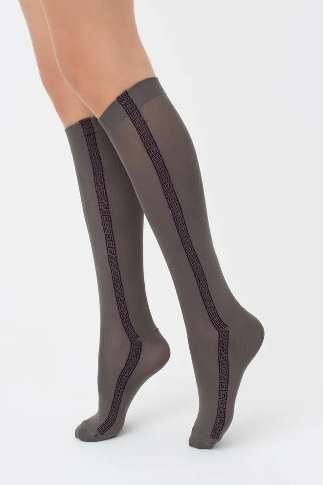 Жіночі блискучі гольфи Wg1 fashion lurex pa 001 Giulia (grey/pink metallic)