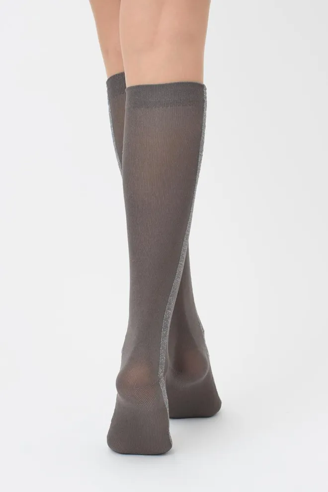 Жіночі блискучі гольфи Wg1 fashion lurex pa 001 Giulia (grey/fumo metallic)