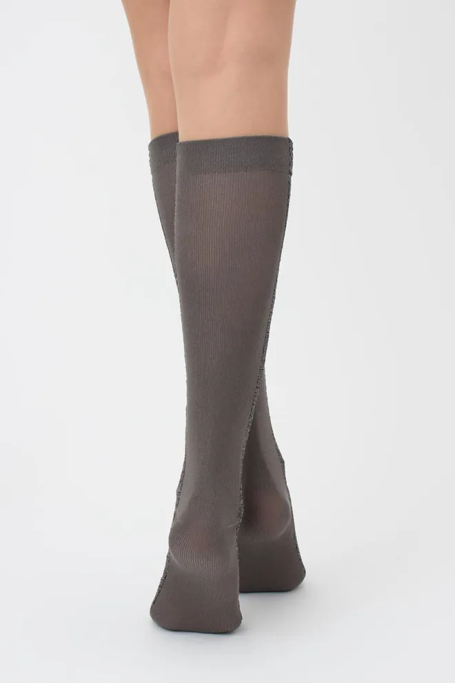 Жіночі блискучі гольфи Wg1 fashion lurex pa 001 Giulia (grey/nero metallic)