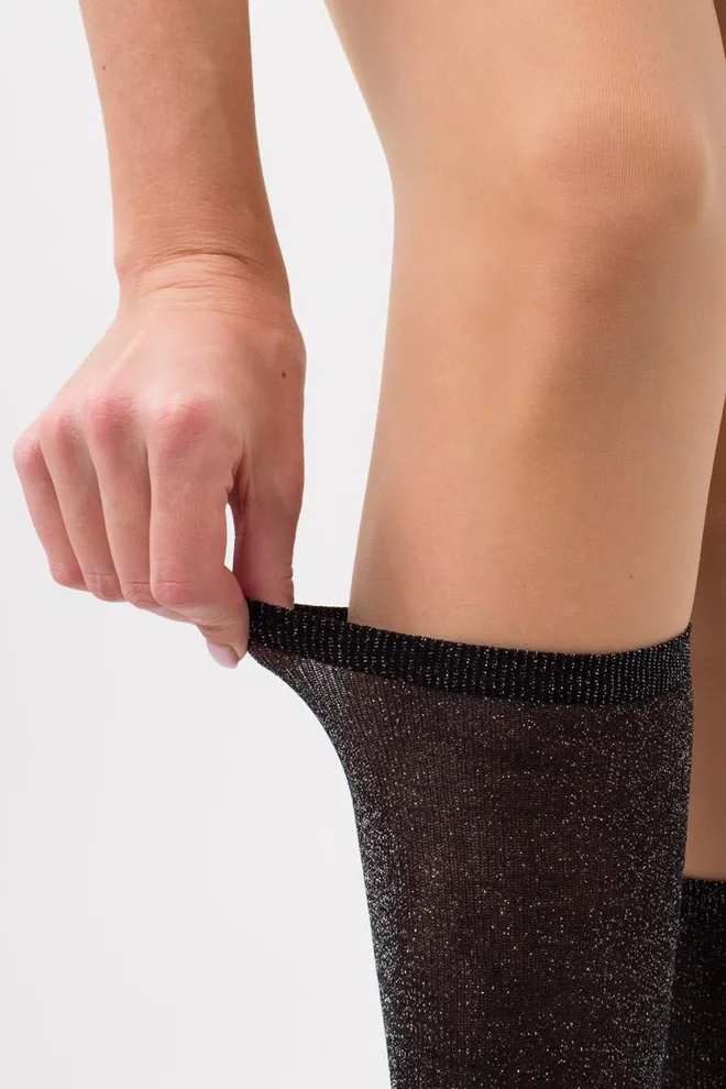 Жіночі блискучі гольфи Wg1 lurex pa 001 Giulia (silver metallic)