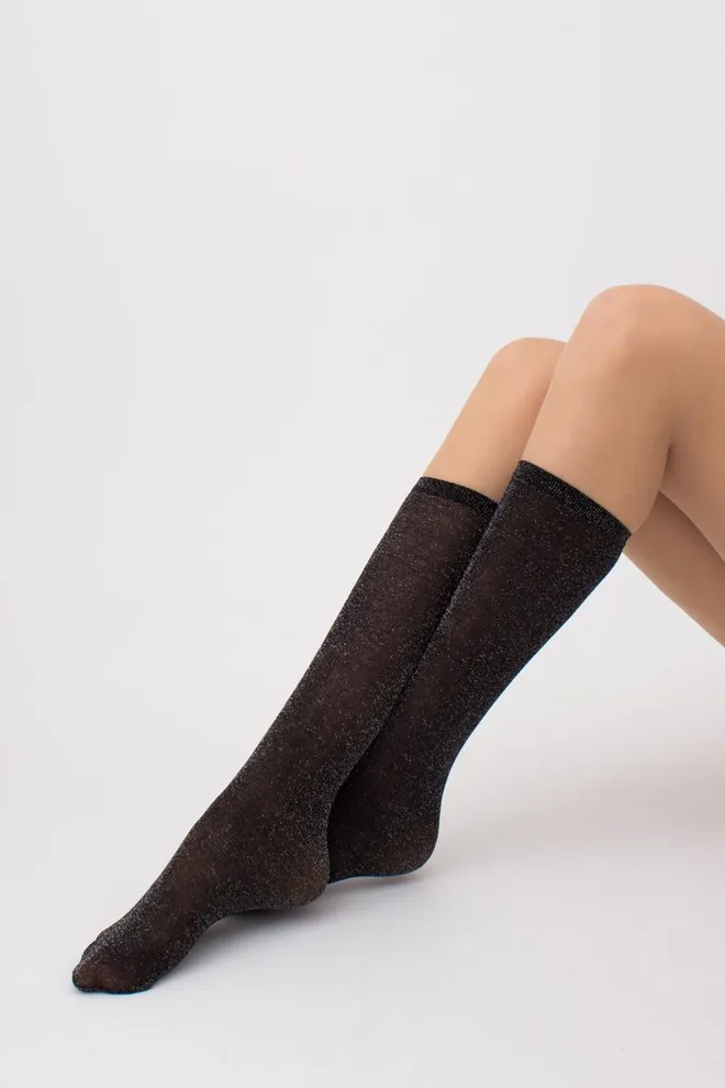 Жіночі блискучі гольфи Wg1 lurex pa 001 Giulia (silver metallic)