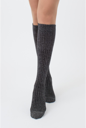 Жіночі блискучі гольфи Wg1 lurex rib strong 001 Giulia (black/silver metallic) Жіночі блискучі гольфи Wg1 lurex rib strong 001 Giulia (black/silver metallic)