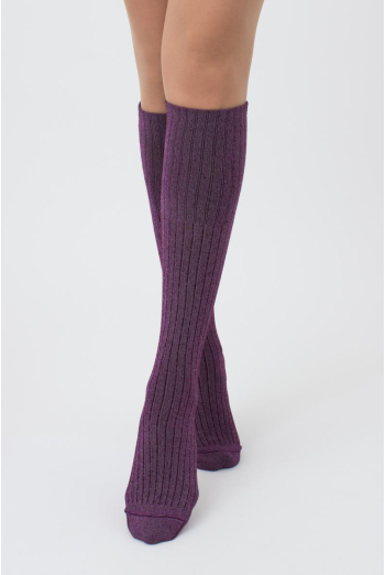 Жіночі блискучі гольфи Wg1 lurex rib strong 001 Giulia (marsala/shiny pink metallic)