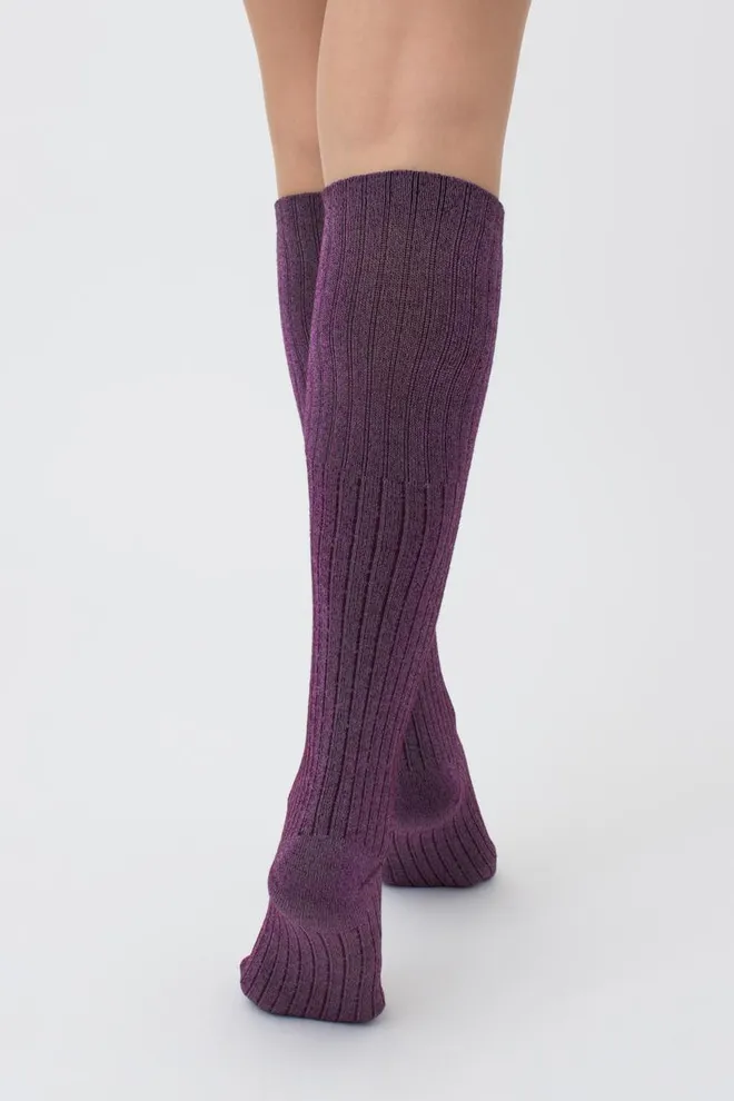 Жіночі блискучі гольфи Wg1 lurex rib strong 001 Giulia (marsala/shiny pink metallic)