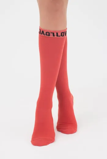 Гольфы ботфорты хлопковые с надписью WG1 text 002 Giulia (ginger)