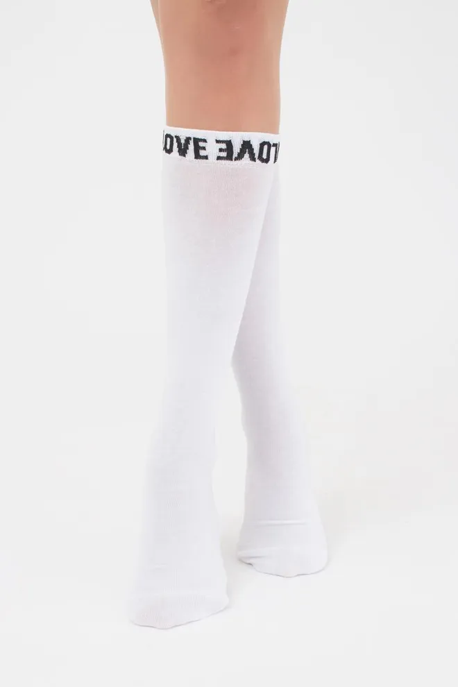 Гольфи ботфорти бавовняні з написом WG1 text 002 Giulia (white)