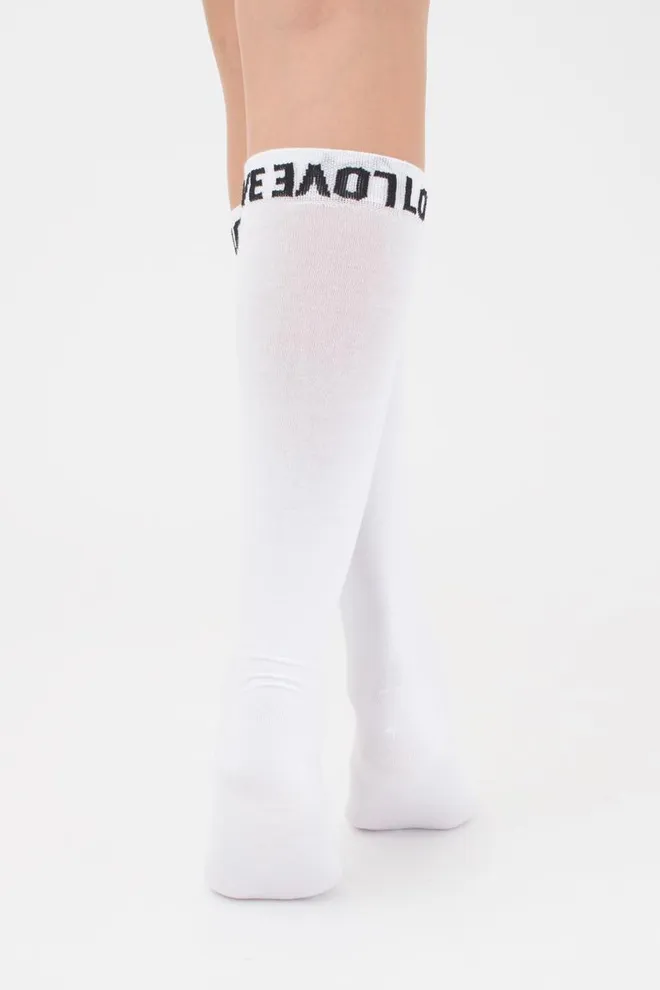 Гольфи ботфорти бавовняні з написом WG1 text 002 Giulia (white)