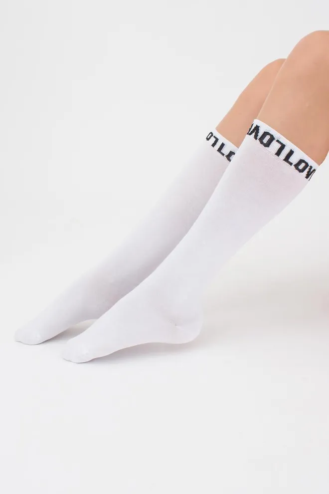 Гольфи ботфорти бавовняні з написом WG1 text 002 Giulia (white)