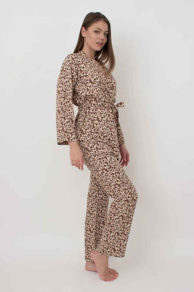 Пижама женская жакет и штаны Wildflowers 5504/040 Giulia (beige)