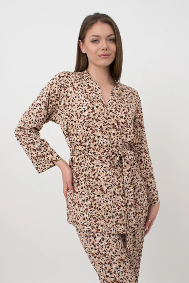 Пижама женская жакет и штаны Wildflowers 5504/040 Giulia (beige)