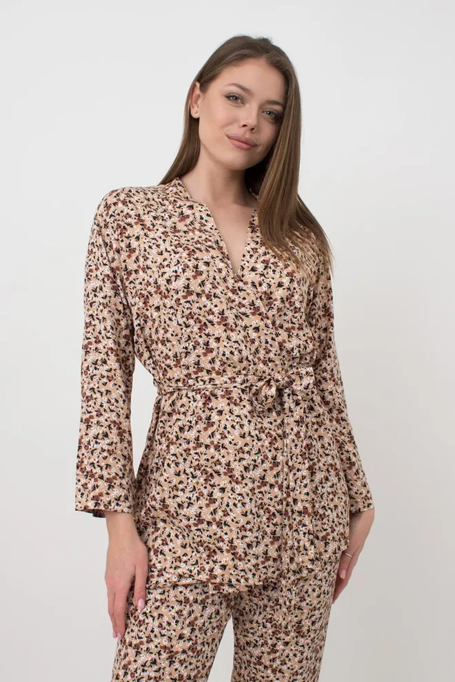 Пижама женская жакет и штаны Wildflowers 5504/040 Giulia (beige)