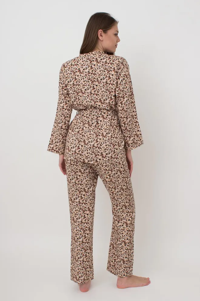 Пижама женская жакет и штаны Wildflowers 5504/040 Giulia (beige)