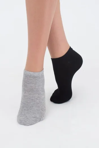 Носки женские короткие Ws1 classic Giulia 2 пары (black/light grey melange) Носки женские короткие Ws1 classic Giulia 2 пары (black/light grey melange)