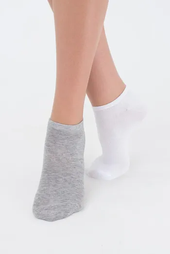 Носки женские короткие Ws1 classic Giulia 2 пары (light grey melange/white)