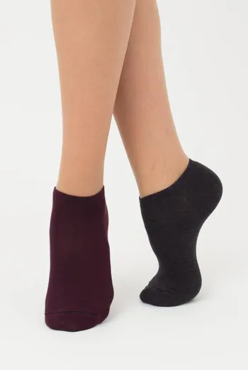 Шкарпетки жіночі короткі Ws1 classic Giulia 2 пари (grape vintage/black), фіолетовий/чорний