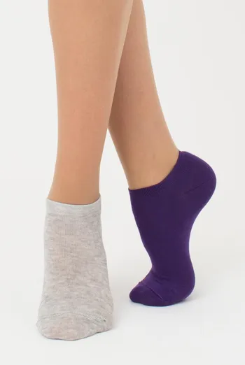 Шкарпетки жіночі короткі Ws1 classic Giulia 2 пари (violet indigo/silver melange)