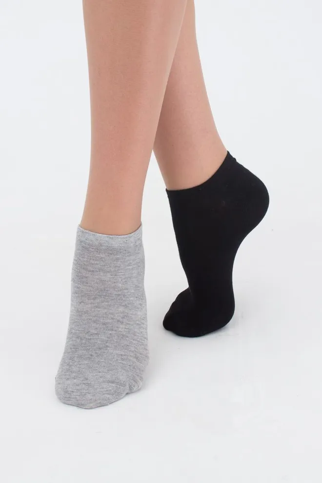 Шкарпетки жіночі короткі Ws1 classic Giulia 2 пари (black/light grey melange)