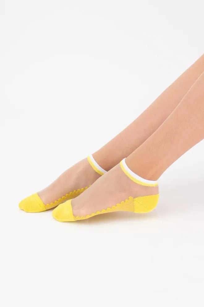 Носки женские короткие Ws1 cristal 029 Giulia (light yellow), желтый