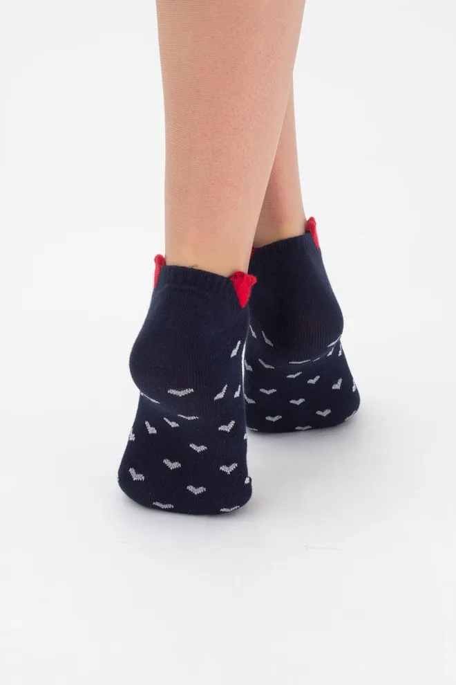 Носки женские короткие в сердечко Ws1 fashion 040 Giulia (navy)