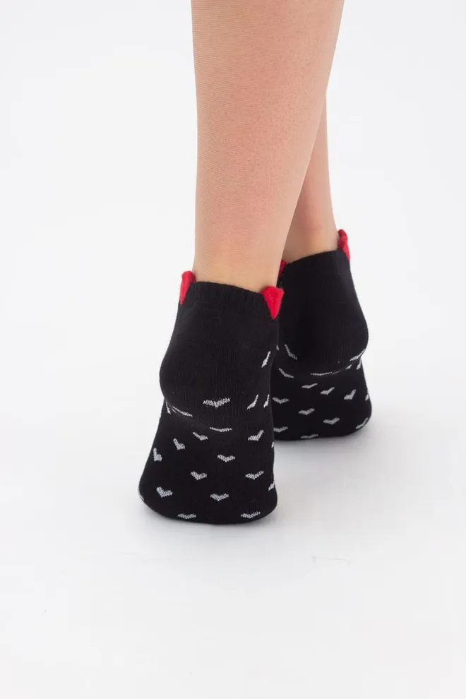 Носки женские короткие в сердечко Ws1 fashion 040 Giulia (nero)