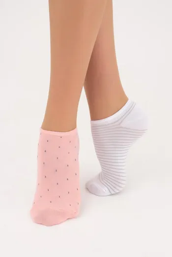 Шкарпетки жіночі невидимі WS1 fashion 046 + WS1 lurex 009 Giulia 2 пари (white/geranium)