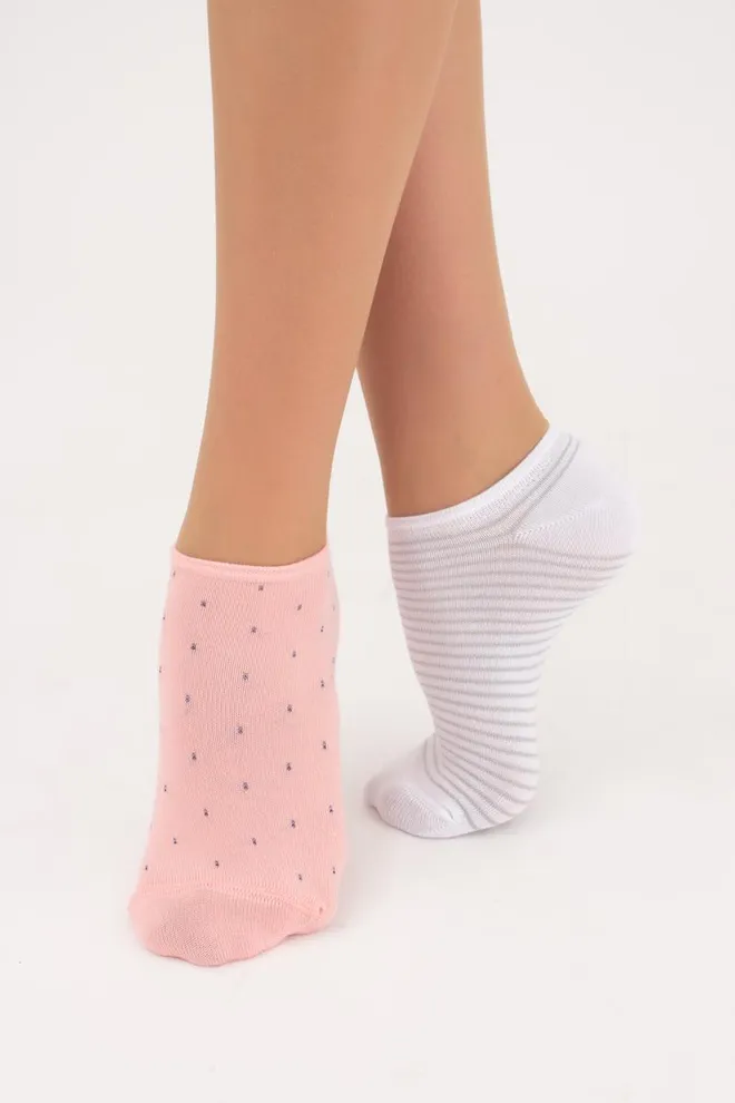 Шкарпетки жіночі невидимі WS1 fashion 046 + WS1 lurex 009 Giulia 2 пари (white/geranium)